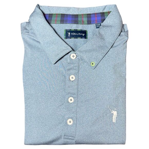 William Murray Golf Long Sleeve Polo Shirt XL Plaid Collar - Picture 2 of 4